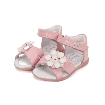 Sandale bebelusi copii, primii pasi, fete, piele naturala, inchidere velcro D.D.Step, roz floare