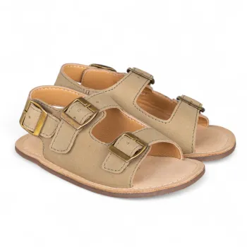 Sandale barefoot,copii, piele naturala, Chetto kaki